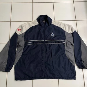 Vintage Reebok NFL Dallas Cowboys Windbreaker Jacket Men’s XXL Blue Gray 2000s - Picture 1 of 11
