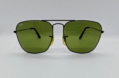 Vintage Ray Ban B&L Caravan Black Chrome Sunglasses - 58mm Green Lens - Image 1 of 4