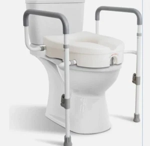 Raised Toilet Seat with Handles for Elderly - Toilet Seat Risers for Seniors - Picture 1 of 4