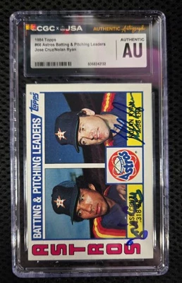1984 Topps - Lista de verificación del equipo Nolan Ryan, José Cruz #66 autógrafo CGC AUTO  Foto 1 de 2