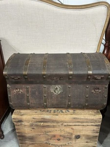 Antique Brass Lock Jenny Lind Trunk - Picture 1 of 10