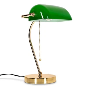 Lámpara de mesa HOFSTEIN Codogno metal/vidrio latón/verde/blanco con cordón, E27 - Imagen 1 de 10