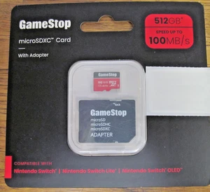 NEW 512GB GAME STOP MICROSDXC C10 U3 V30 CARD wADAPTER FREESHIP - Picture 1 of 2
