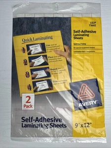 Avery Self Adhesive Laminating Sheets 2-9"x12" Sheets #73602 - Picture 1 of 2