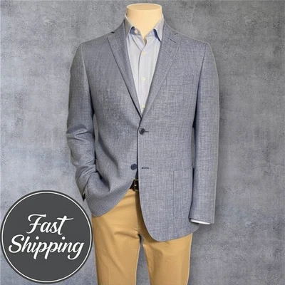 Corneliani Men's Blazer 42R Made in Italy Wool Blue Sport Coat 2‑Button Jacket - Image 1 of 4