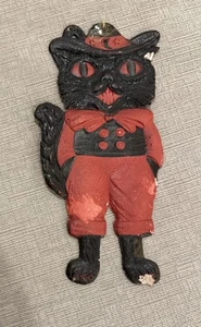RARE Vintage Halloween German Germany Embossed Black Cat Die Cut 1920-30’s - Bild 1 von 8