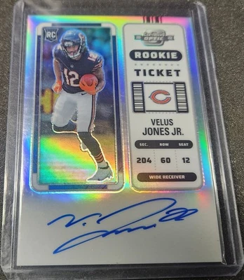 2022 Contenders Optic Ticket RPS Silver Prizm Velus Jones Jr ON CARD Auto RC - Image 1 of 2