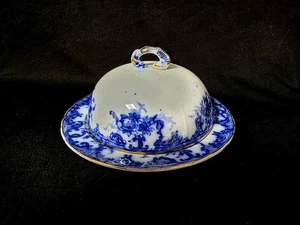 Butterdose 3tlg. Flow Blue Versailles Möbel Antik Keine Chips oder Risse - Bild 1 von 6