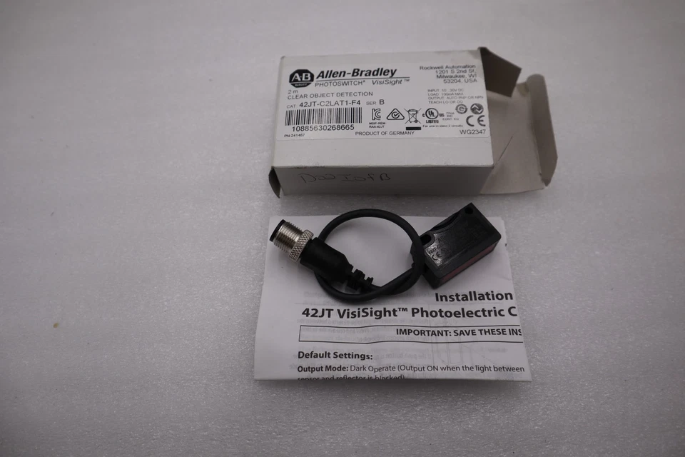 Allen Bradley 42JT-C2LAT1-F4 Photoelectric Sensor Clear Object Detect #H1230A - Image 1 of 4