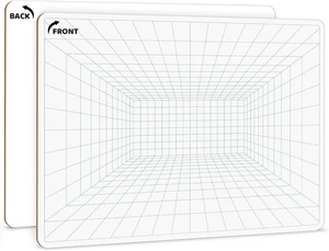1 Point Perspective Grid 11”x14” Large Graph Dry Erase Board Double-Sided White  - Picture 1 of 12