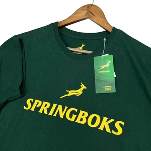 Springboks Rugby T-Shirt Mens Medium Green South Africa Licensed Official NWT - Picture 1 of 7