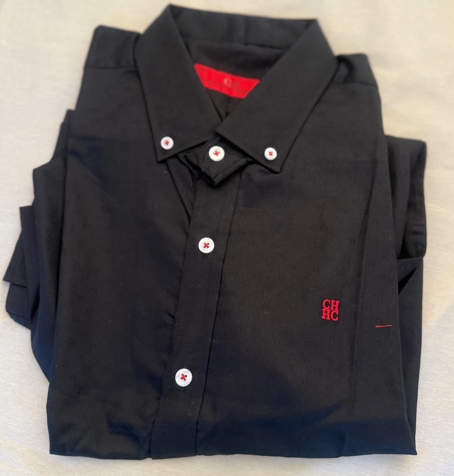 NUEVA CAROLINA HERRERA Camisa Manga Corta Talla 17 1/2 Negra Foto 1 de 1