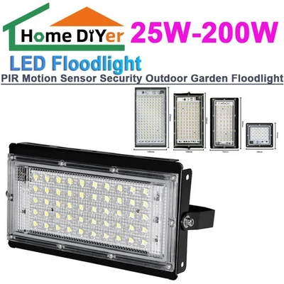 25W-200W LED Floodlight PIR Motion Sensor Security Outdoor Garden Floodlight - Image 1 of 4