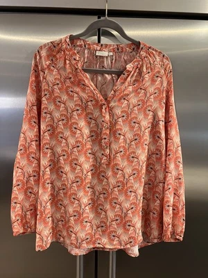 Spartina 449 Top Blouse Womens Large Silk Floral Long Sleeve Cottagecore - Image 1 of 4