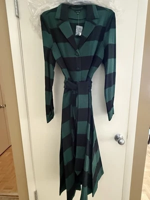 J. Peterman 1947 зеленый и черный длинным рукавом рубашка платье 100% хлопок размер 14 новый с Ярлыками - Изображение 1 из 4