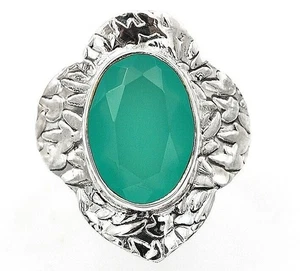 Natürlicher Aquamarin Chalzedon 925 Sterling Silber Ring Schmuck Gr. 6,5 @19-9 - Bild 1 von 2