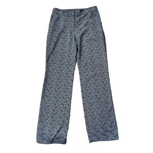 AKRIS punto Black & Blue Print Geometric Wide Leg Pants Size US 6 - Picture 1 of 7
