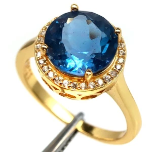 925 Silver 10MM. Color Change Fluorite, Cubic Zirconia Birthstone Ring Size 6.75 - Bild 1 von 4