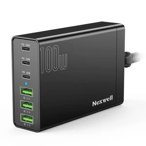 USB C Charger, 100W GaN 6-Port Desktop USB Charging Station with 3 USB-C Port... - Picture 1 of 7