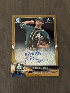 2018 Bowman Chrome Prospect HTA Gold Shimmer Refractor Auto /50 HEATH FILLMYER - Picture 1 of 3