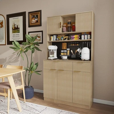 Armario de almacenamiento despensa de cocina de 73", aparador armario de barra de café con tomas de corriente Foto 1 de 4