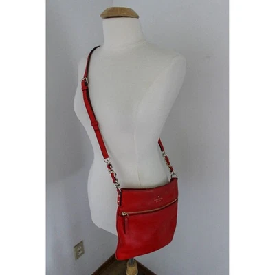 Kate Spade Crossbody Bag Red Leather Gold Hardware Chain Detail Zipper Top - Image 1 of 4