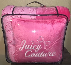 Juicy Couture KING set piumone reversibile peluche rosa caldo/rosa con fiocchi e loghi - Foto 1 di 6