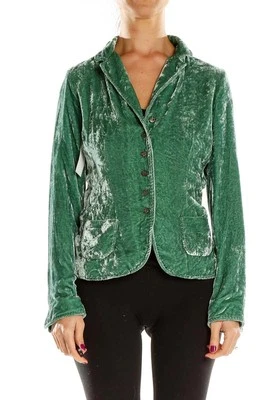 CHAQUETA BOHO ROMÁNTICA DELANTERA BOTÓN TERCIOPELO VERDE ELIE TAHARI TOP 6? Foto 1 de 4