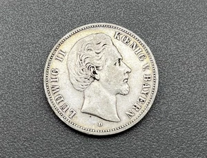 900/- Silbermünze, 5 Mark, Ludwig II, Koenig v. Bayern, D, 1876, Deutsches Reich - Bild 1 von 2