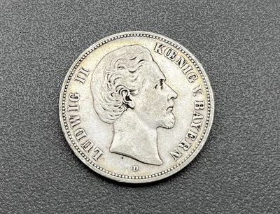 900/- Silbermünze, 5 Mark, Ludwig II, Koenig v. Bayern, D, 1876, Deutsches Reich - Bild 1 von 2