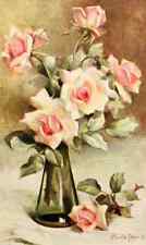 A4 Print Angell Maude 1871 1944 Flower Pictures 1914 Pink Roses in Vase