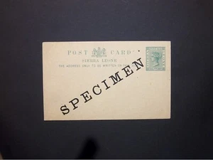 Papelería postal Sierra Leona QV 1/2d verde postal tamaño un 'ESPECIMEN' embalaje original - Imagen 1 de 2