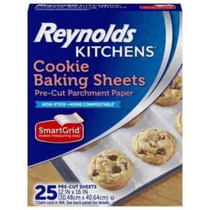 Reynolds Kitchens Cookie Baking Sheets Parchment Pre-cut Paper 25 Sheets 12 X 16 - Picture 1 of 1