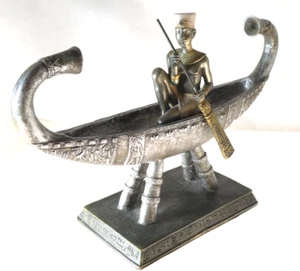 Vintage Isis Lotus Boat River of Life Egypt Resin Regency Fine Art Isidis Navig - Picture 1 of 13