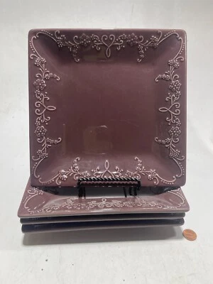 Lot Of 4! HausenWare 9" Salad Plates Purple - Image 1 of 3