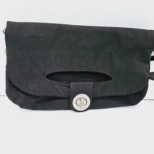 Baggallini Fold Over Clutch Purse Black Turn Lock Zip Pockets Magnetic Clasp - Picture 1 of 16