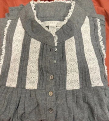 Camisón Eileen West 100 % algodón manga larga 50" talla L - gris Foto 1 de 4