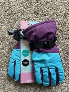 Lily & Dan Gloves Girls Small Slip On Fleece Lined Drawstring NEW Purple/Blue - Picture 1 of 3