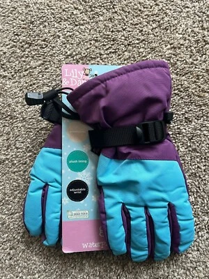Guantes Lily & Dan Niñas Pequeños Sin Cordones Forrados de Vellón Cordón NUEVO Púrpura/Azul Foto 1 de 3