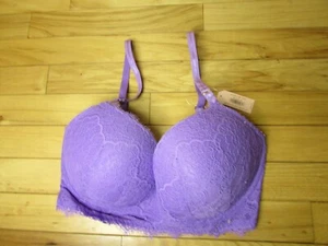 Dobreva Sky Purple Wire Free Push Up Padded Floral Lace Bra Size 34DD EU-75E NWT - Picture 1 of 6