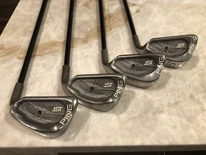 Set of Four Ping ISI Stainless Irons, 8-9-PW-SW, Stiff Ping Graphite, Black Dot - Picture 1 of 6
