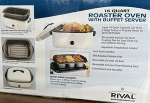 Rival 16 Quart Roaster Oven W/ Buffet Server White Brand New In Sealed Box - Picture 1 of 4