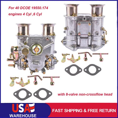 2X Carburetor For 40 DCOE Weber 40mm Twin Choke 19550174 4Cyl 6Cyl VW V8 Engines - Image 1 of 4