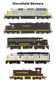 Locomotoras Clinchfield negras y grises 5 pegatinas individuales Andy Fletcher - Imagen 1 de 1