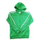 Adidas Full Zip Hoodie Tracksuit Top Green Teens Boys Girls 13-14 Years Striped