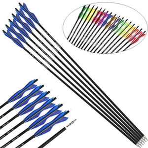 28'' 30" 31'' Carbon Arrows SP500 Natural Turkey Feather Tip Archery Bow Hunting