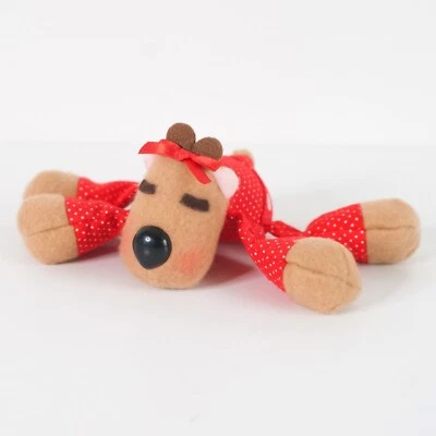 Hallmark Vintage Ramona Reindeer Small Plush 1986 Red Polka Dot Pajamas - Image 1 of 4