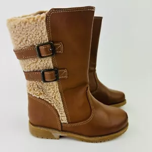 Rachel Shoes Lil Raleigh Calf High Faux Fur Boots Size 8M Girls NWB Brown Zipper - Picture 1 of 9