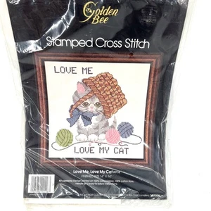 Vintage Golden Bee Stamped Cross Stitch Kit Sealed in Package - Imagen 1 de 3