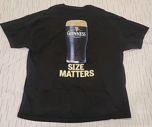 Guinness Vintage Y2K SIZE MATTERS Front/Back Graphic 3D Mens Black Shirt 2XL - Picture 1 of 6